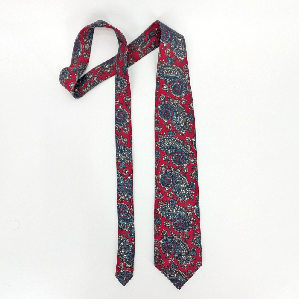 Christian Dior Monsieur Silk Tie Vintage Red Paisley Pattern Necktie - Picture 7 of 10